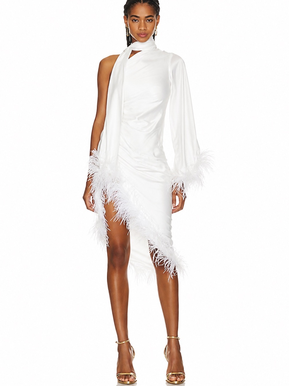 PatBO Feather Trim Oscar Dress Size 4